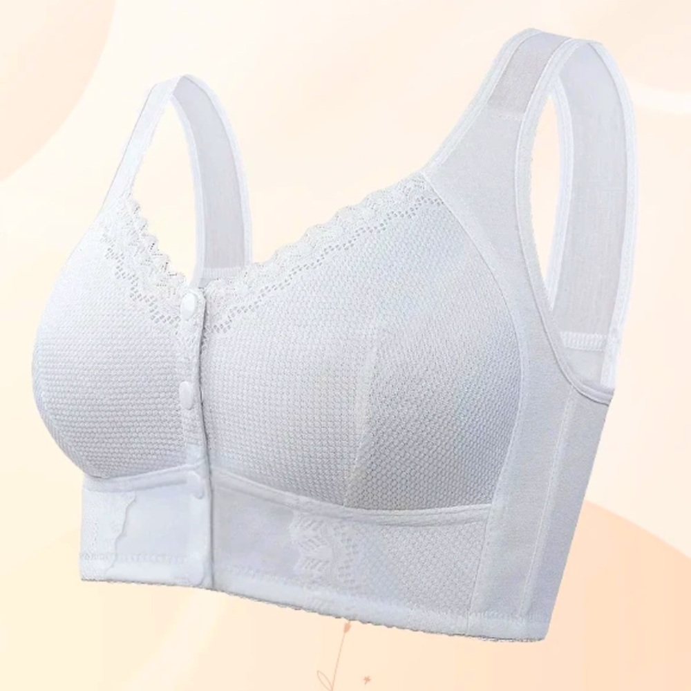 NWT Breathable air flow wireless comfort bra front snaps back shoulder support